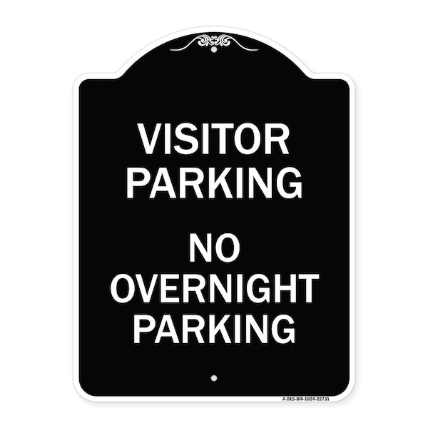 Signmission Visitor Parking No Overnight Parking Heavy-Gauge Aluminum Sign, 24" x 18", BW-1824-22731 A-DES-BW-1824-22731 - main